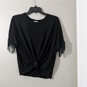 Charlotte Russe Crew Neck Fringe Tshirt